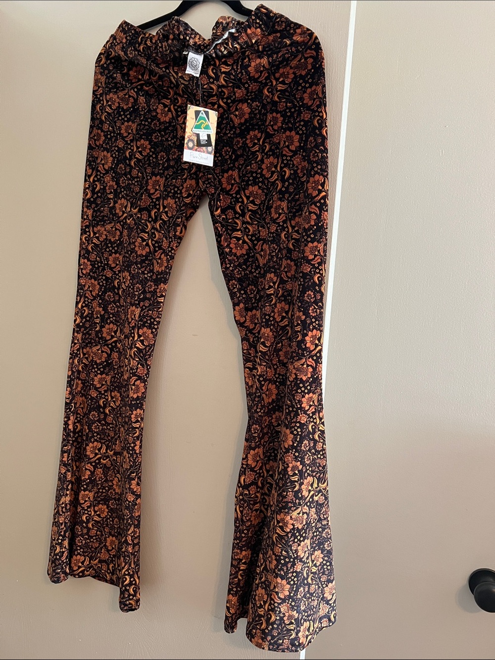 Flare Street paisley bell bottoms NWT made in Australia velvet festival XL